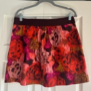 J Crew Skirt Women’s Size 8 Mini Cotton Pockets Brown Red Pink Fall Lined